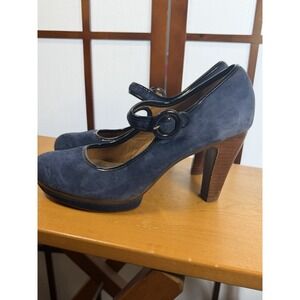 Sofft Grayling Navy Blue Suede Mary Jane Platform Round Toe Pinup Pumps 10M